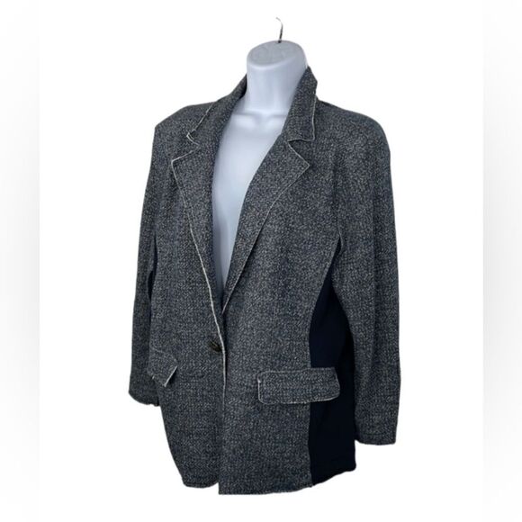 Tommy Hilfiger Soft Fabric Mix Media Cotton Mix Blazer raw hem size Large - Picture 2 of 14